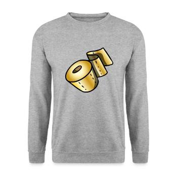 Or rouleau de papier toilette porte-bonheur Corona Plaisanterie - Sweat-shirt Unisexe - gris chiné - Devant - Alina (178cm) & Michal (187cm)