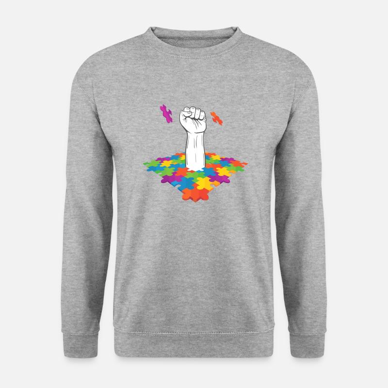 Autism Fight Is My Fight Puzzle Fist - Unisex Pullover - Weißgrau meliert
