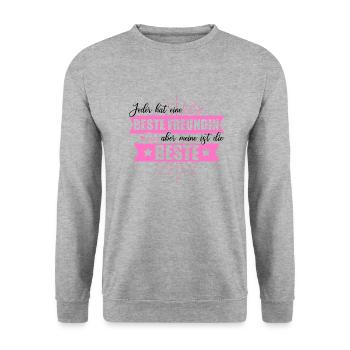 Partnerlook Beste Freundinnen - Unisex Pullover - Weißgrau meliert - Vorne - Alina (178cm) & Michal (187cm)