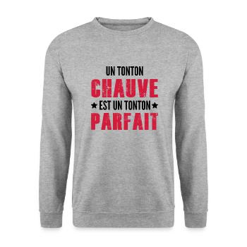 un Tonton Chauve est un Tonton Parfait - Sweat-shirt Unisexe - gris chiné - Devant - Alina (178cm) & Michal (187cm)