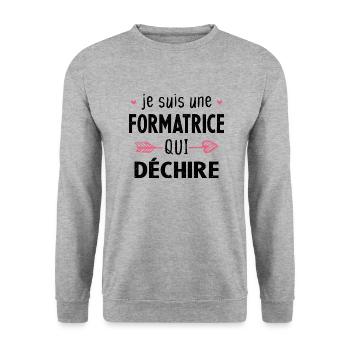 Je Suis Une Formatrice Qui Déchire Cadeau Drôle - Sweat-shirt Unisexe - gris chiné - Devant - Alina (178cm) & Michal (187cm)