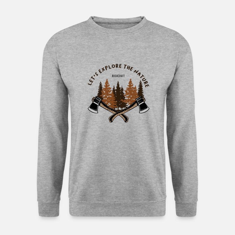 Let s Explore the Nature Bushcraft - Unisex Pullover - Weißgrau meliert