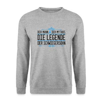 Der Man Mythos Legende Schwiegersohn Retro Spruch - Unisex Pullover - Weißgrau meliert - Vorne - Alina (178cm) & Michal (187cm)