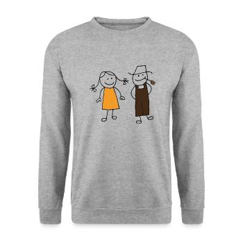 meinbauer stick man - Unisex Sweatshirt - salt & pepper - Front - Alina (178cm) & Michal (187cm)