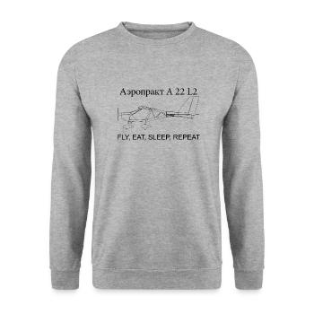 Fly, Eat, Sleep, Repeat - Unisex Sweatshirt - salt & pepper - Front - Alina (178cm) & Michal (187cm)