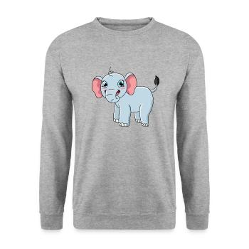 Elefant - Unisex Pullover - Weißgrau meliert - Vorne - Alina (178cm) & Michal (187cm)