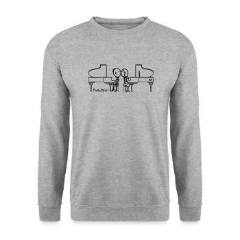 pianostyle - kiss’n’style - Sweat-shirt Unisexe - gris chiné - Devant - Alina (178cm) & Michal (187cm)