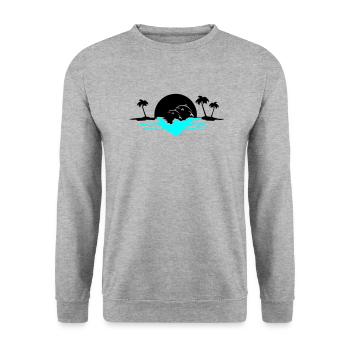 sunset delfine - Unisex Pullover - Weißgrau meliert - Vorne - Alina (178cm) & Michal (187cm)