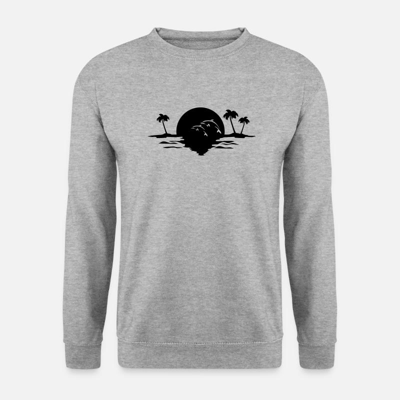 sunset delfine - Unisex Pullover - Weißgrau meliert