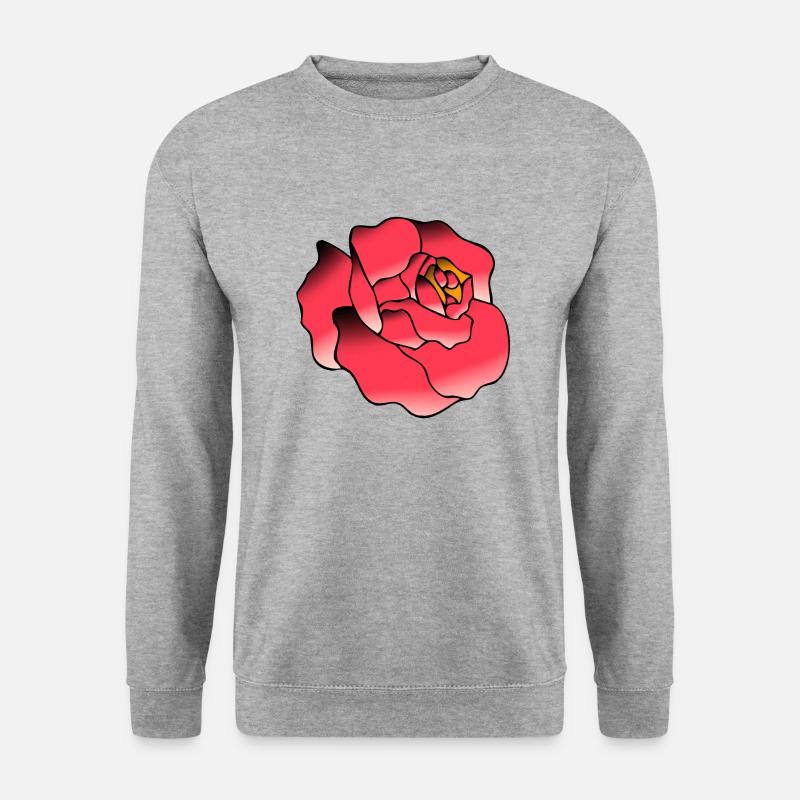 rosa Blume Zeichnung - Unisex Pullover - Weißgrau meliert
