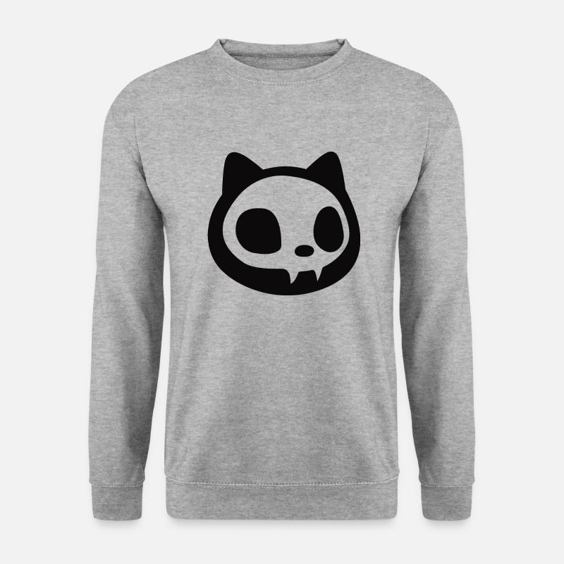 Schwarze Katze Vampir Halloween Röntgenbild - Unisex Pullover - Weißgrau meliert
