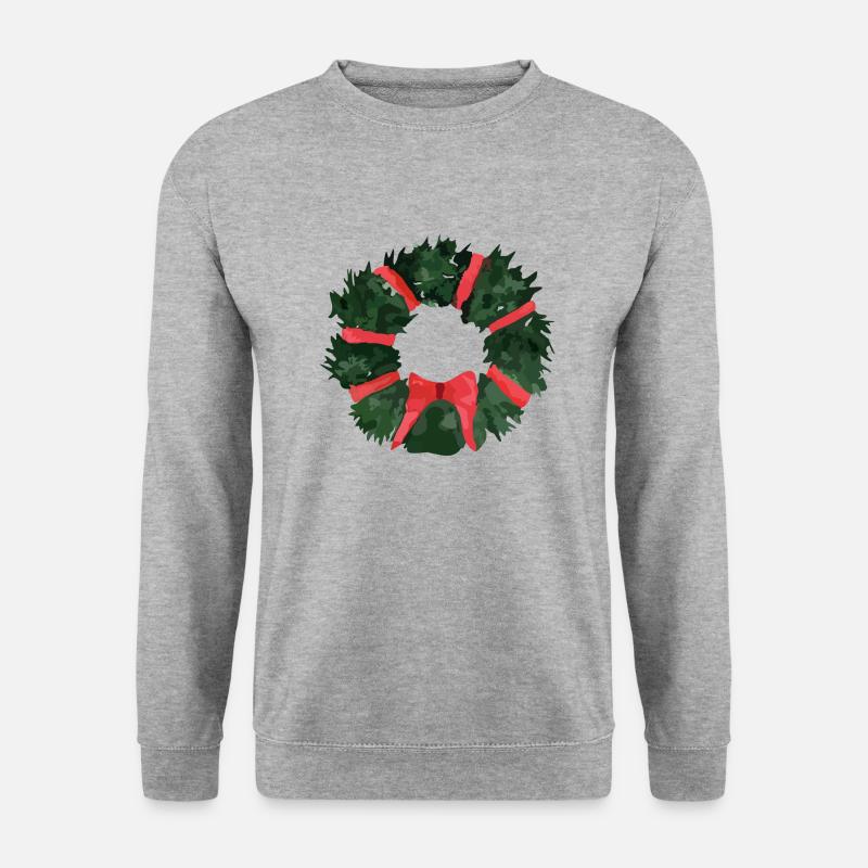 Weihnachtskranz/ Kranz - Unisex Pullover - Weißgrau meliert