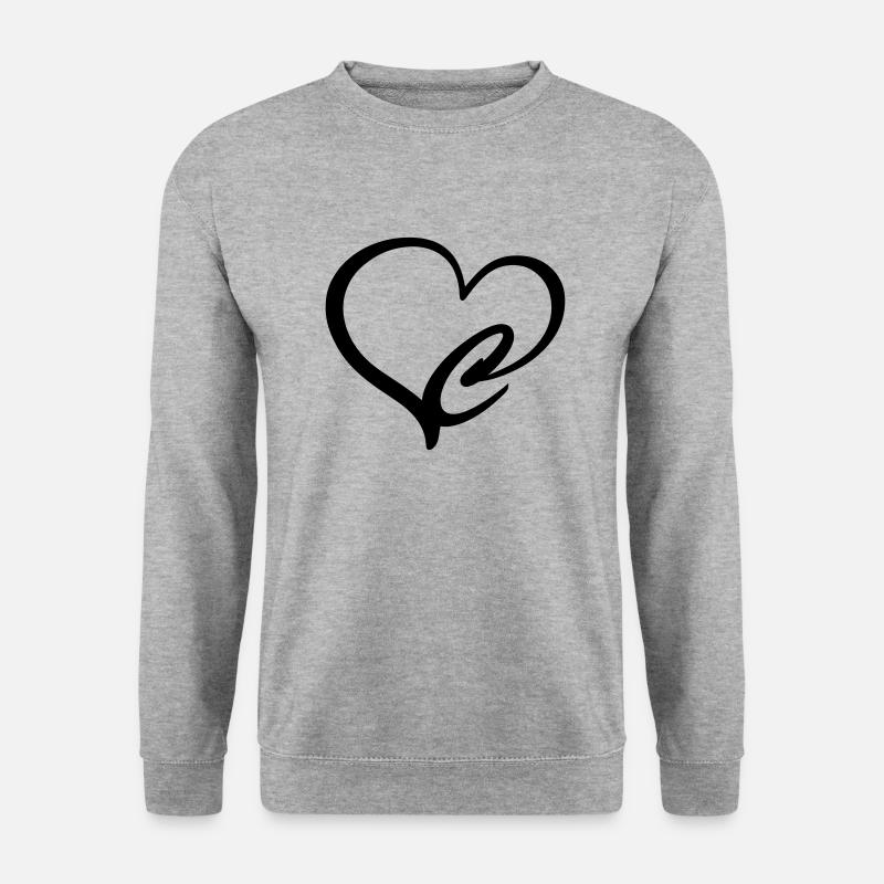 Herz Buchstabe C - Unisex Pullover - Weißgrau meliert