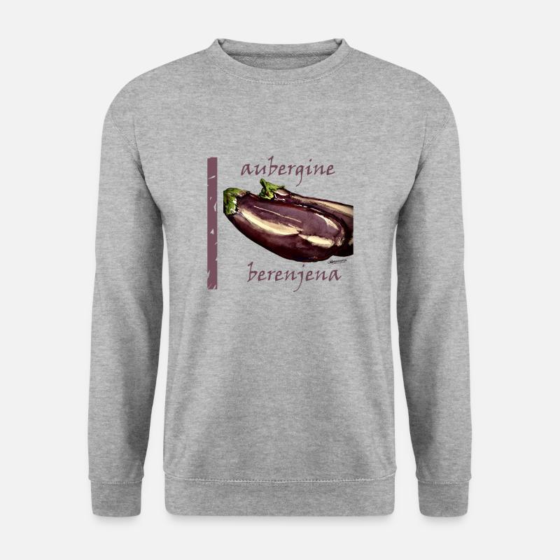 Aubergine - Unisex Pullover - Weißgrau meliert