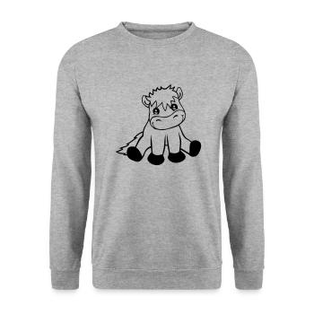 Cheval assis amical - Sweat-shirt Unisexe - gris chiné - Devant - Alina (178cm) & Michal (187cm)