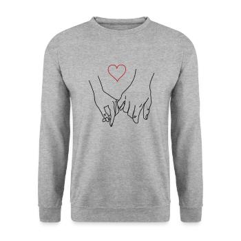 Hände Paar Love - Unisex Pullover - Weißgrau meliert - Vorne - Alina (178cm) & Michal (187cm)