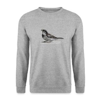 Oiseau moineau - Sweat-shirt Unisexe - gris chiné - Devant - Alina (178cm) & Michal (187cm)