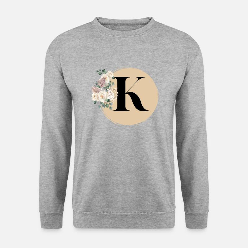 Buchstabe K - Unisex Pullover - Weißgrau meliert