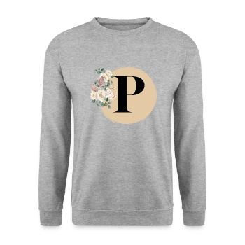 letter P - Unisex Sweatshirt - salt & pepper - Front - Alina (178cm) & Michal (187cm)