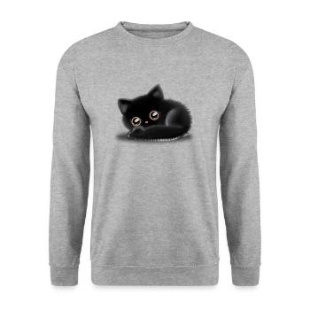 Black Cat 🐈 ⬛ - Unisex Sweatshirt - salt & pepper - Front - Alina (178cm) & Michal (187cm)