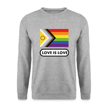 Pride Intersex Inclusive Flag Love is Love - Unisex Sweatshirt - salt & pepper - Front - Alina (178cm) & Michal (187cm)
