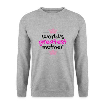 Die größte Mutter der Welt!! - Unisex Pullover - Weißgrau meliert - Vorne - Alina (178cm) & Michal (187cm)