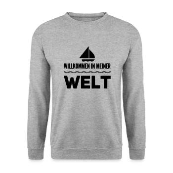 Sailing Saying Gift Welcome to my world - Unisex Sweatshirt - salt & pepper - Front - Alina (178cm) & Michal (187cm)
