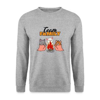 team family cat camping bachelorette party a - Unisex Sweatshirt - salt & pepper - Front - Alina (178cm) & Michal (187cm)