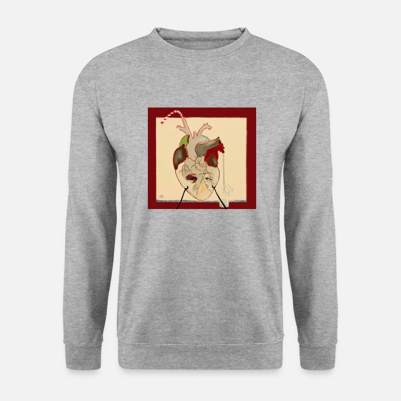 Zerbrechliches Herz, schlagendes Herz, tapferes Herz - Unisex Pullover - Weißgrau meliert