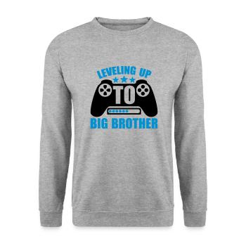 Leveling up big brother - Unisex Pullover - Weißgrau meliert - Vorne - Alina (178cm) & Michal (187cm)