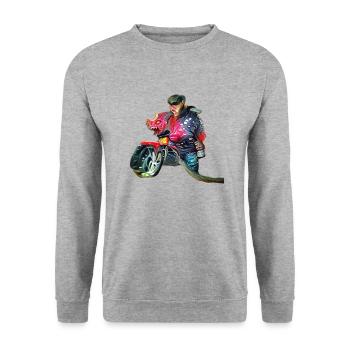 Demon Biker - Unisex Sweatshirt - salt & pepper - Front - Alina (178cm) & Michal (187cm)
