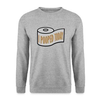 I pooped today Zitat - Unisex Pullover - Weißgrau meliert - Vorne - Alina (178cm) & Michal (187cm)