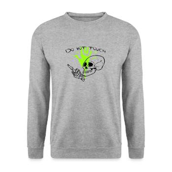 Do not touch totenkopf - Unisex Pullover - Weißgrau meliert - Vorne - Alina (178cm) & Michal (187cm)