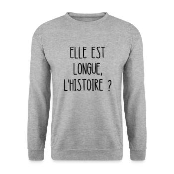 elle est longue l'histoire - Sweat-shirt Unisexe - gris chiné - Devant - Alina (178cm) & Michal (187cm)