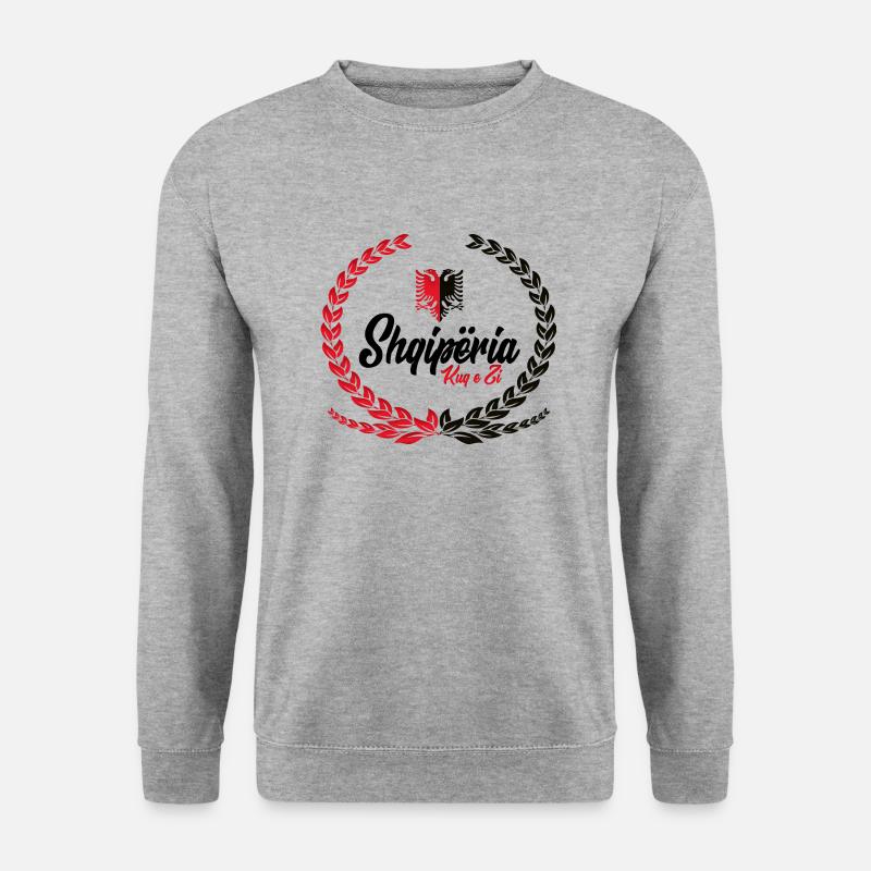 Albanian KuqEZI mit Kranz - Unisex Pullover - Weißgrau meliert