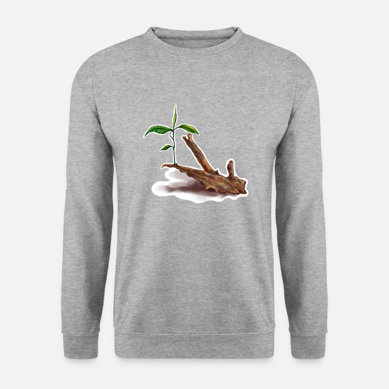 Pflanzen Sie auf einem Baumstamm, Aquarium, Aquari - Unisex Pullover - Weißgrau meliert