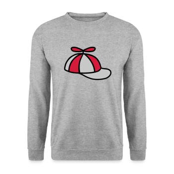 Propellermütze Windrad Hut Design - Unisex Pullover - Weißgrau meliert - Vorne - Alina (178cm) & Michal (187cm)