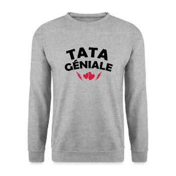 Tata géniale / t-shirt humour tata - Sweat-shirt Unisexe - gris chiné - Devant - Alina (178cm) & Michal (187cm)