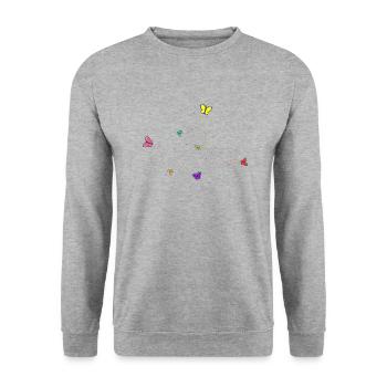 Butterflies - Unisex Sweatshirt - salt & pepper - Front - Alina (178cm) & Michal (187cm)