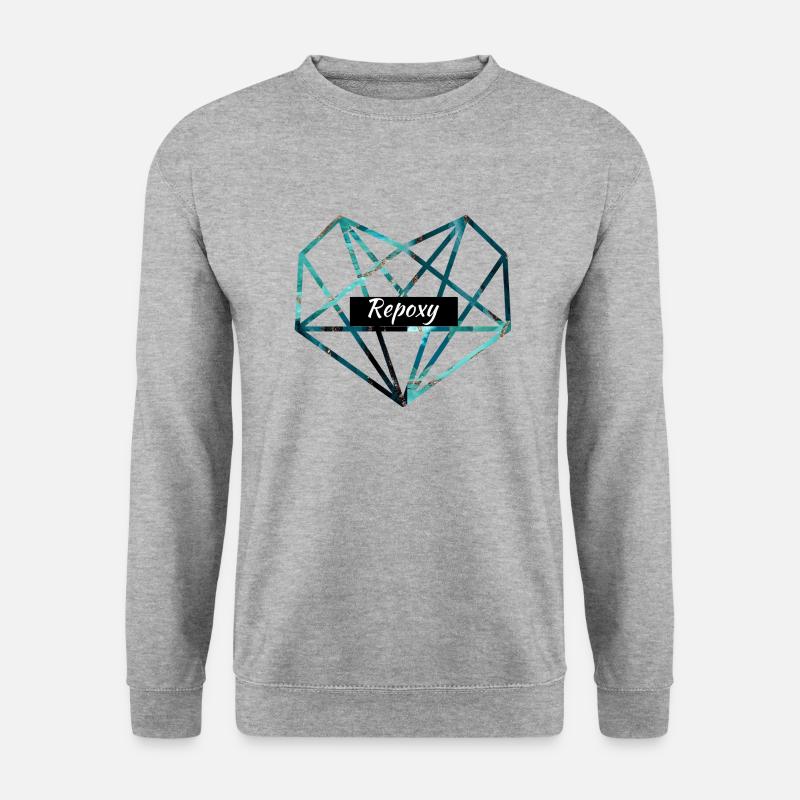 Blaugrüner Diamant - Unisex Pullover - Weißgrau meliert