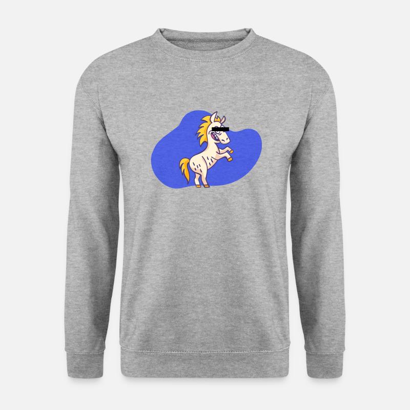 Cartoon Einhorn - Unisex Pullover - Weißgrau meliert