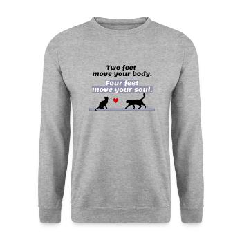 J’aime les vêtements / Quatre pieds - Sweat-shirt Unisexe - gris chiné - Devant - Alina (178cm) & Michal (187cm)
