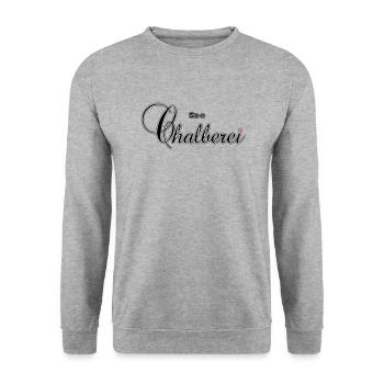 Chalberei, ...eso e - Unisex Pullover - Weißgrau meliert - Vorne - Alina (178cm) & Michal (187cm)