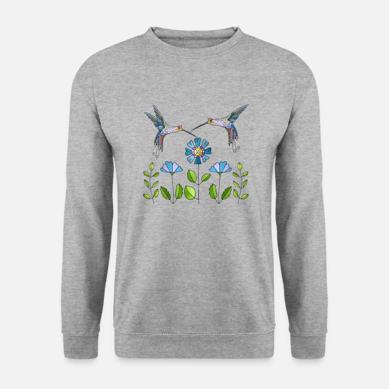 Vögel - Unisex Pullover - Weißgrau meliert