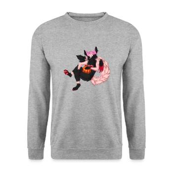 Spooky Season with Butterfly - Unisex Pullover - Weißgrau meliert - Vorne - Alina (178cm) & Michal (187cm)