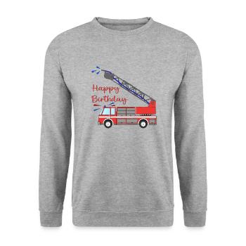 Fire engine Happy Birthday - Unisex Sweatshirt - salt & pepper - Front - Alina (178cm) & Michal (187cm)