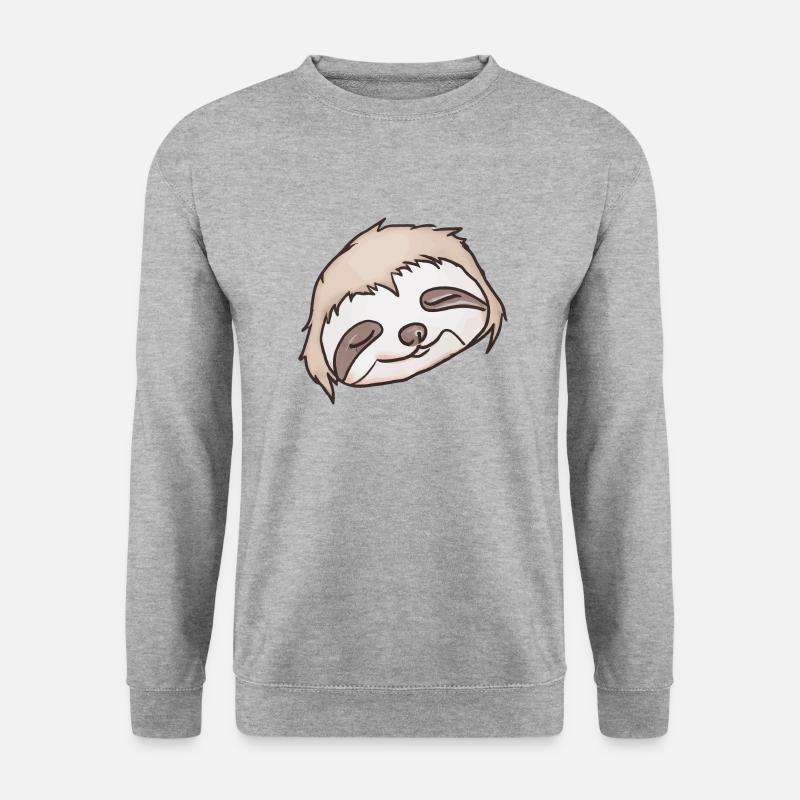 Schlafendes Faultier Gesicht - Unisex Pullover - Weißgrau meliert
