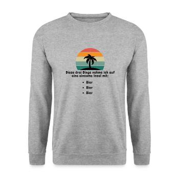Ces trois choses que j’emmène sur une île déserte - Sweat-shirt Unisexe - gris chiné - Devant - Alina (178cm) & Michal (187cm)