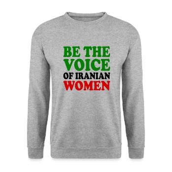Be the voice of iranian women - Unisex Sweatshirt - salt & pepper - Front - Alina (178cm) & Michal (187cm)