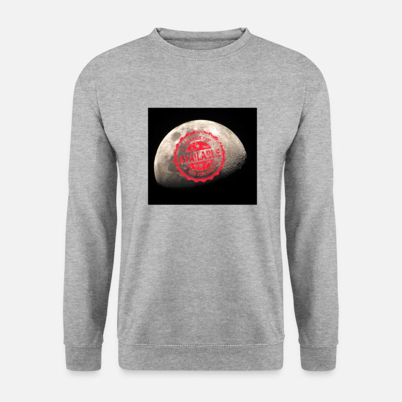 Mond, Halbmond, Planet - Unisex Pullover - Weißgrau meliert